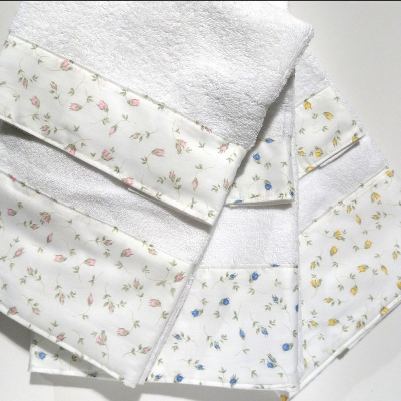 Set 3 pezzi asciugamani da bagno morbida e soffice spugna puro cotone  bianco - euroricami viterbo